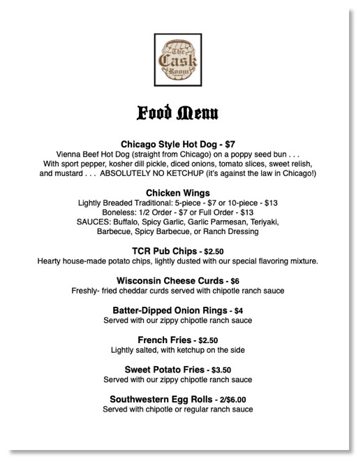 Cask Room Food Menu copy